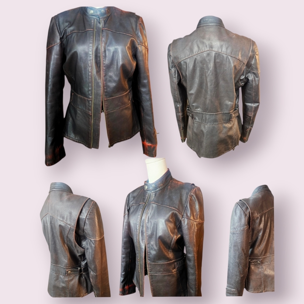 DKNY Women's Brown Leather Jacket